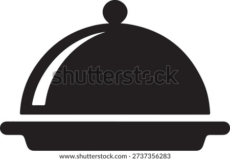 Black serving dish with lid and handle on white background cloche