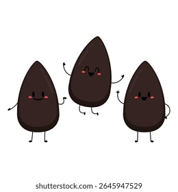 Black sesame seed character design. Black sesame seed on white background.