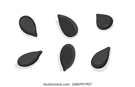 Black sesame seeds isolated on white background.