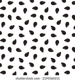 Black sesame seeds pattern wallpaper. Black sesame seeds on white background.