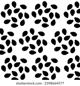 Papel de pared con patrón de semillas de sésamo negro. Aislado sobre fondo blanco.