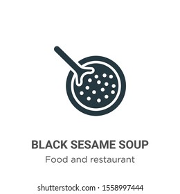 Black sesame soup vector icon on white background. Flat vector black sesame soup icon symbol sign from modern food and restaurant collection for mobile concept and web apps design.
