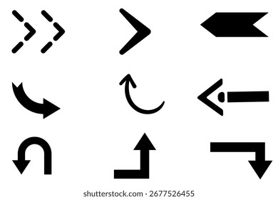 Black set of arrow icons