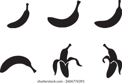 A black set of banana icon vector illustration isolate on white background