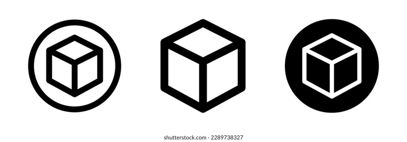 Black set of cubes illustration. 3d box perspective sign Cube vector icon.