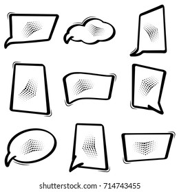 Black set dialog box, speech bubbles in pop art style. Comics empty balloon. Vector illustration.