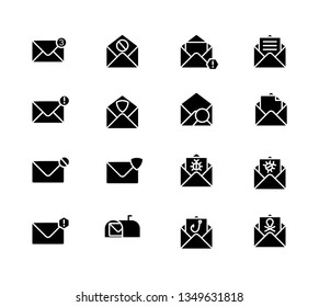 black set email icon vector logo illustration design