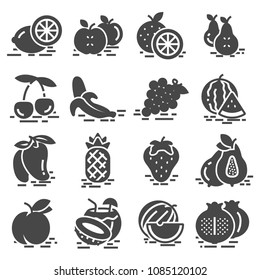 Black Set of fruit icons. Vector illustration