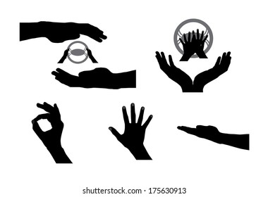 Black Set of Hand. Vector Illustration