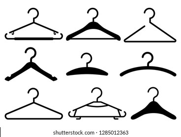 Black set of hanger icons. Vector illustration