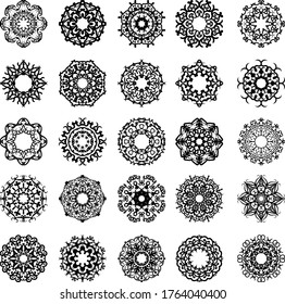black set mandala vector ornament