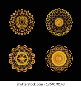 black set mandala vector ornament