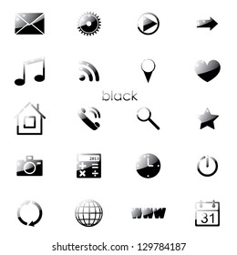 black set of media icons for applications. eps10