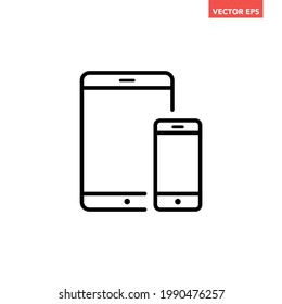 Icono de la línea de colección de teléfonos y almohadilla negra, pictograma de diseño plano de dispositivo digital simple, vector infográfico para el logo de la aplicación botón del sitio web ui ux elementos de interfaz aislados en fondo blanco