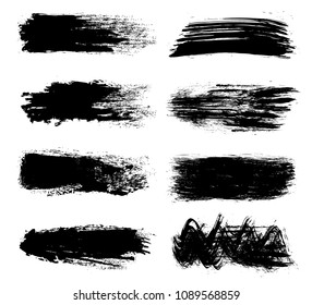 Black Set Of Paint, Brush Strokes – Vector