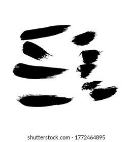 Black set paint, ink brush, brush strokes, brushes 