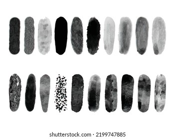 Black set paint, ink brush, brush strokes, brushes collection brush stroke paint boxes white background