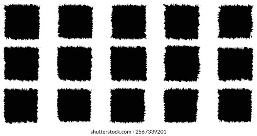 Black set paint, ink brush, brush strokes, brushes, lines, frames, box, grungy. Grungy brushes collection. Brush stroke paint boxes on white background - stock vector.