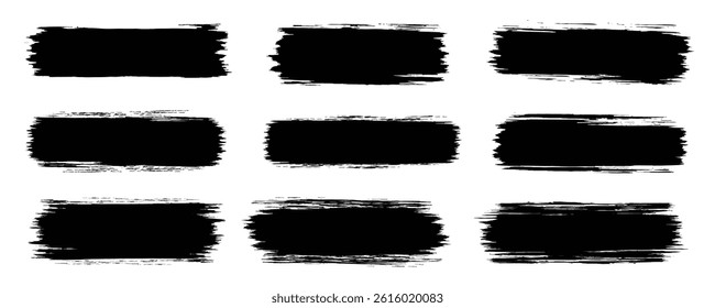 
Black set paint, ink brush, brush strokes, brushes,lines.Brush stroke paint boxes on white background - stock vector.
