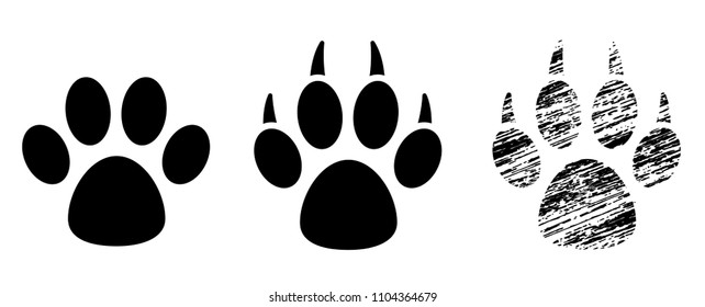 Black set Paw Print - stock vector.