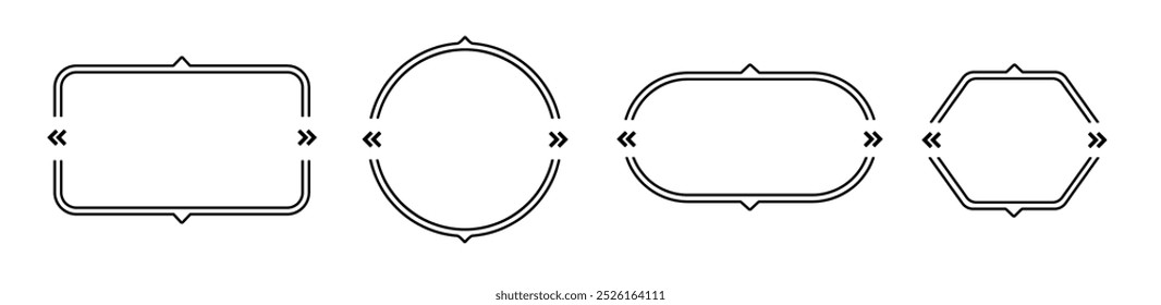 Conjunto preto de quadro de aspas sem texto. Bordas de comunicação ovais para definição e esboço de citação.