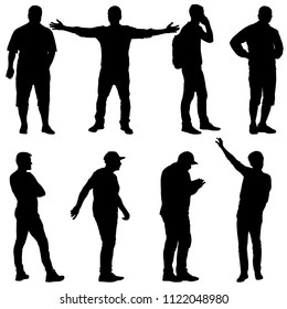 Black set silhouette man on a white background.