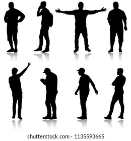 Black set silhouette man on a white background.