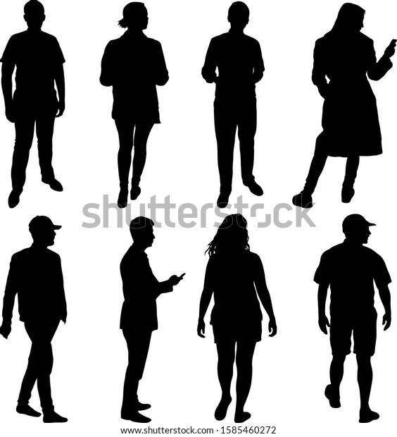 Black Set Silhouette Man Woman On Stock Vector Royalty Free 1585460272