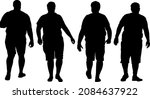 Black Set Silhouettes Large Man on white background