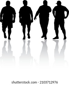 Black Set Silhouettes Large Man on white background