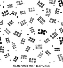 Black Set of six dices icon isolated seamless pattern on white background.  Vector Illustration