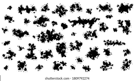 Black Set Spray Collection Different Paint Splatter And Blob Splash Blot Element With Different Shapes Vector Object Brush Design Style