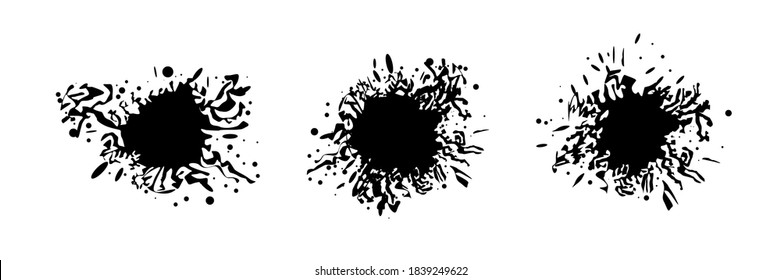 Black Set Spray Collection Different Paint Splatter And Blob Splash Blot Element With Different Shapes Vector Object Brush Design Style