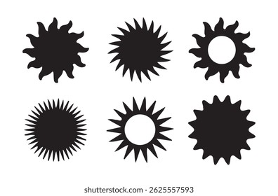 Black Set of sun icon symbol vector on white background. Vector eps 10
