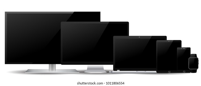 Black set technology devices - stock vector