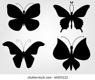 black set vector butterfly