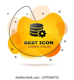 Black Setting database server icon isolated on white background. Database Center. Fluid color banner. Vector Illustration
