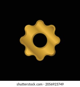 Black Settings Button gold plated metalic icon or logo vector