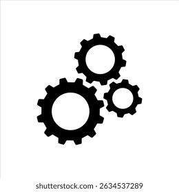 Ícone de engrenagem de configurações preto. Design de vetor de símbolo da Web de glifo simples e ilustração.