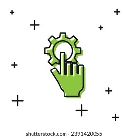 Ajustes negros en el icono de la mano aislados en fondo blanco.  Vector