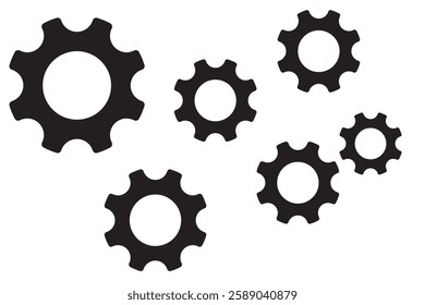 Black settings icon. Cogwheel symbol. Gear wheel vector icon for use in any purpose.