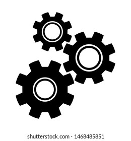 Black Settings Icon For Mobile App Website Isolated Illustration Industrial Machinery Cogwheel