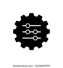 Black Settings Icon with Three Horizontal Sliders