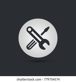 Black settings tools circle icon on light background