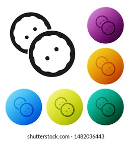 Black Sewing button for clothes icon isolated on white background. Clothing buttons. Set icons colorful circle buttons. Vector Illustration