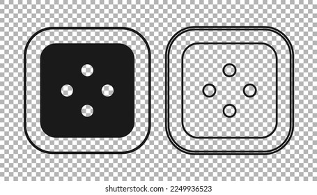 Black Sewing button for clothes icon isolated on transparent background. Clothing button.  Vector