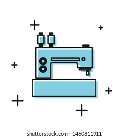 Black Sewing machine icon isolated on white background.  Vector Illustration