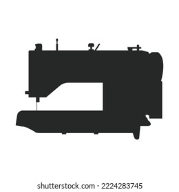 Icono de la máquina de coser negra en un fondo blanco.