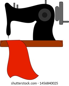 Schwarze Nähmaschine, Illustration, Vektorgrafik auf weißem Hintergrund