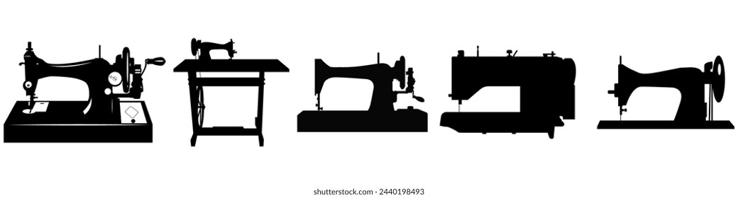 Black sewing machine set on a white background